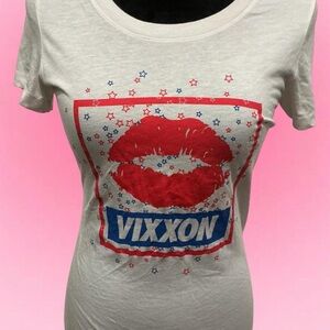 White Tee with Red Lip Graphic